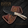 Handmade Cowboy Knife with Stag Handle – 8" Fixed Blade Hunting Knife with Leather Sheath