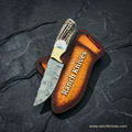 Handmade Damascus Steel Cowboy Knife - 8.25" Real Antler Horn Handle - Ranch Knives- Hunting knife- Edc Knife - Skinner Knife
